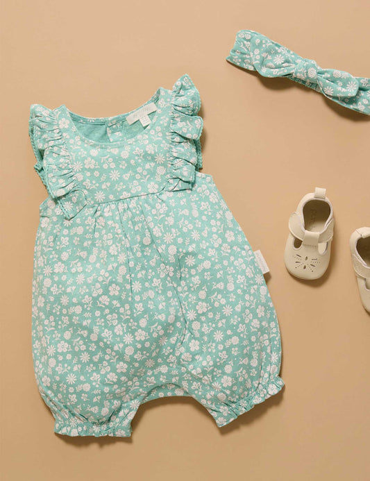 Ruffle Shortie Growsuit - Silhouette Print