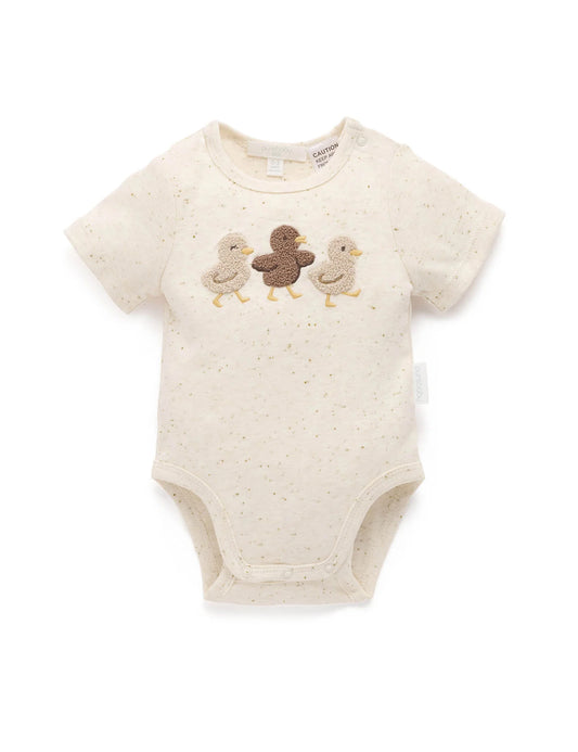Duck Applique Bodysuit - Wheat Neppy