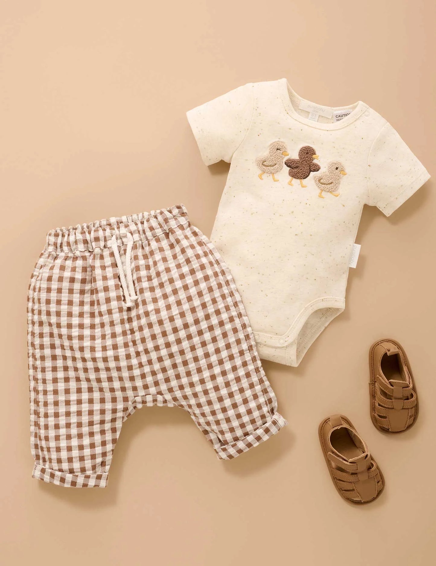 Duck Applique Bodysuit - Wheat Neppy
