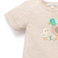 Ducky Short Growsuit - Oatmeal Stripe