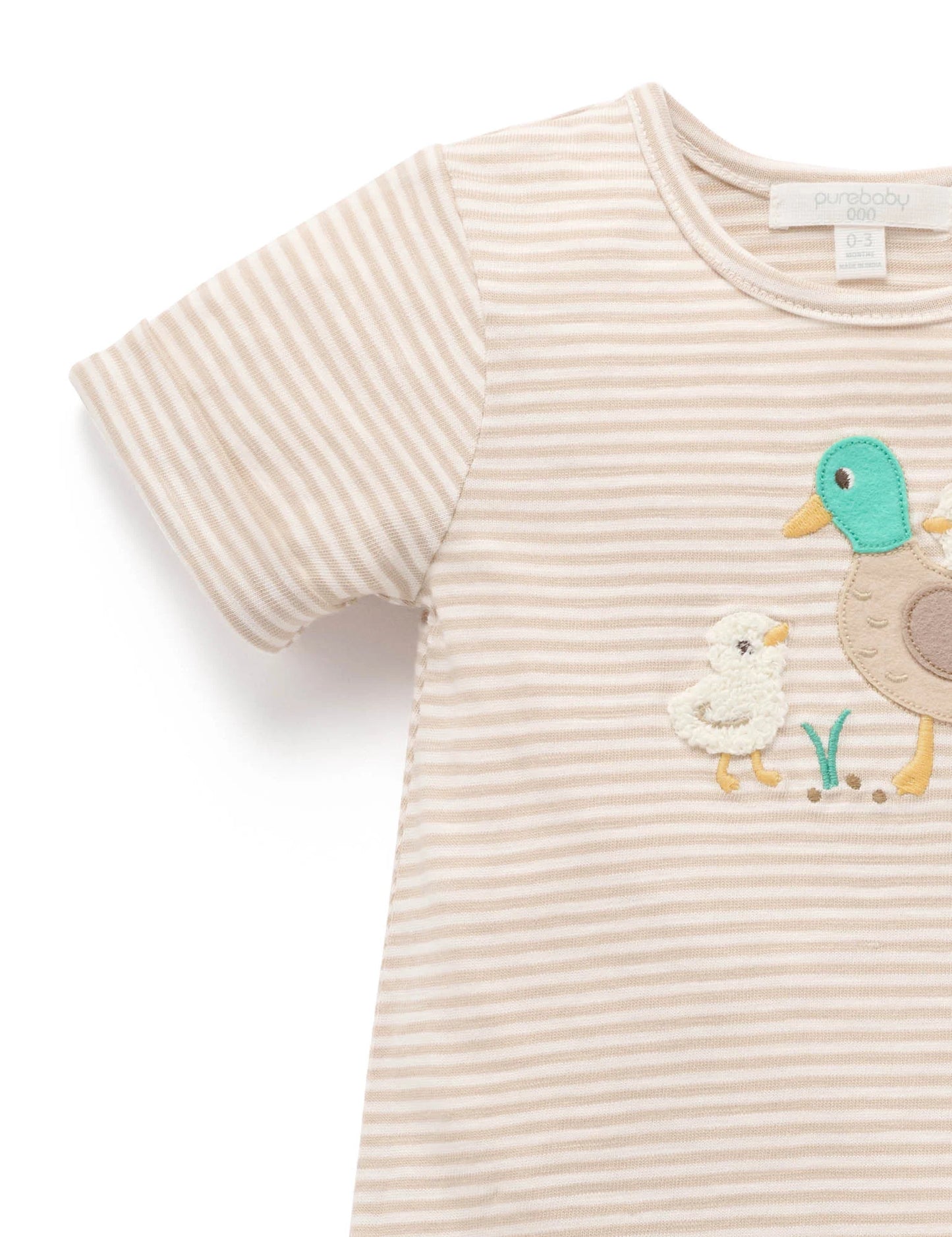 Ducky Short Growsuit - Oatmeal Stripe