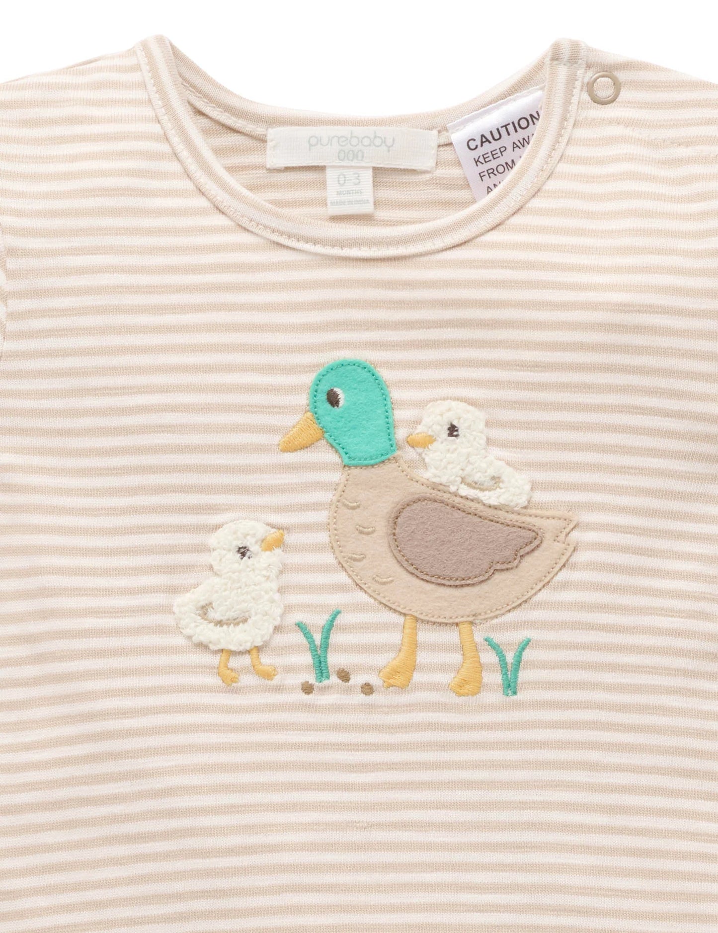 Ducky Short Growsuit - Oatmeal Stripe