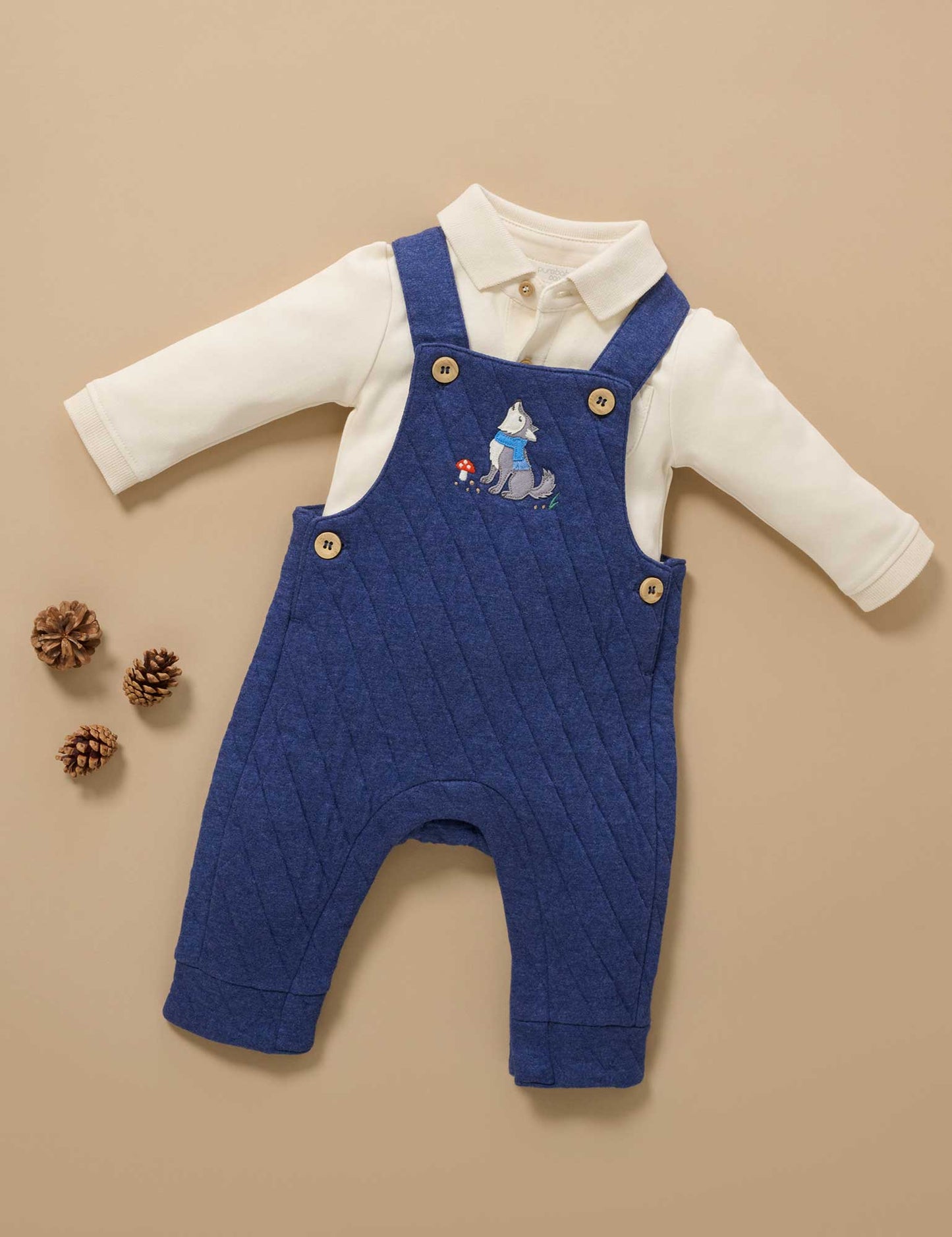 Quilted Overalls - Navy Wolf