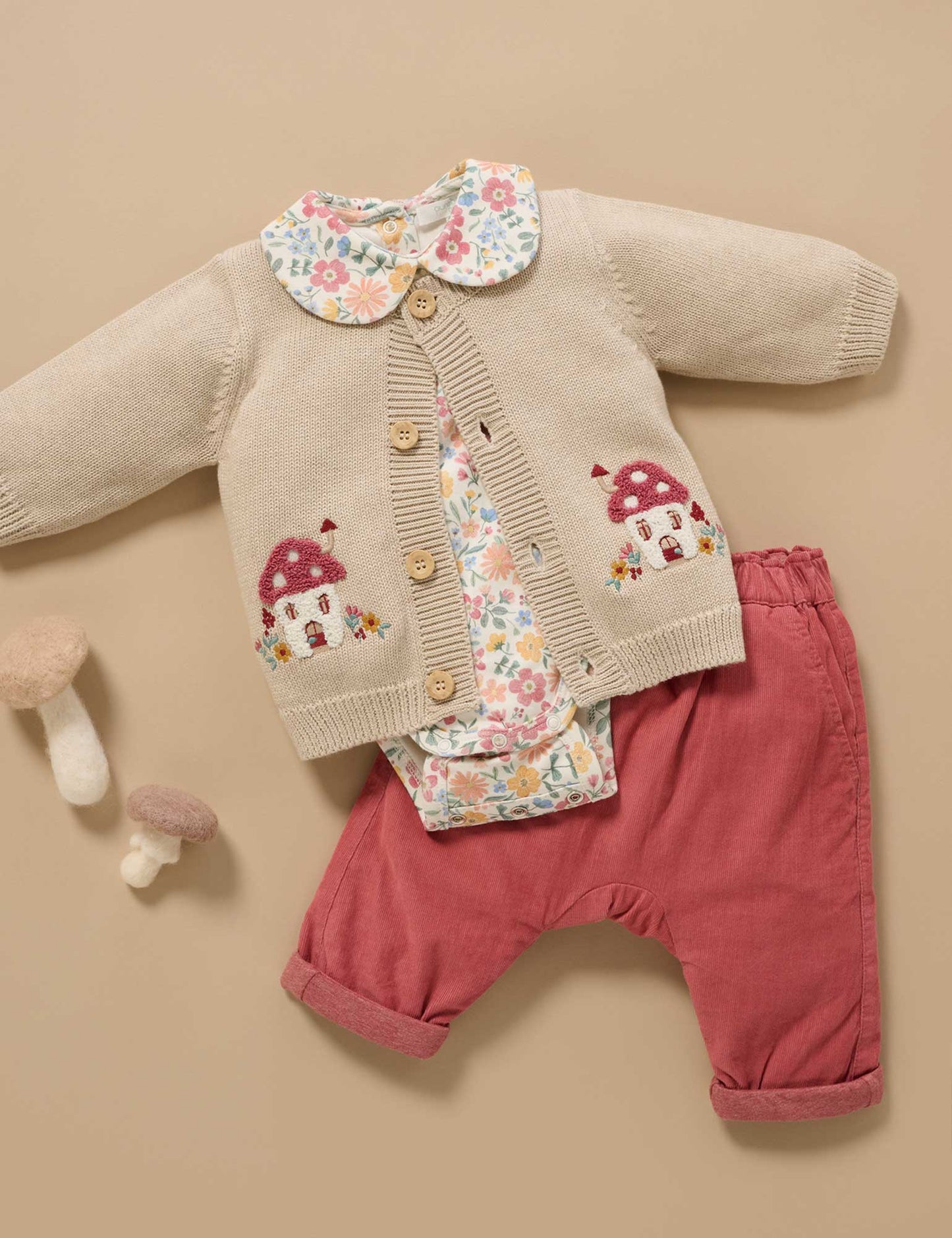 Toadstool Cardigan - Oatmeal Melange