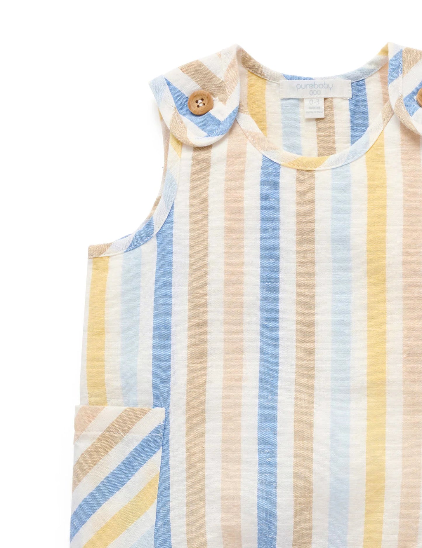 Stripe Linen Blend Romper - Playful Stripe
