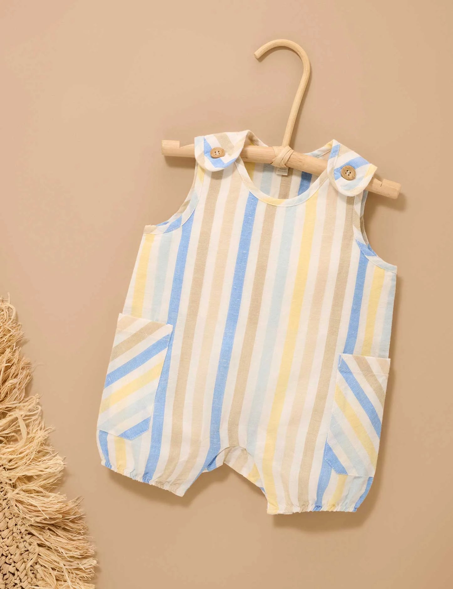 Stripe Linen Blend Romper - Playful Stripe
