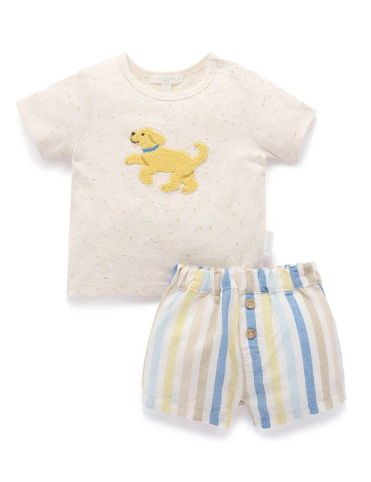 Doggy Tee and Short Set - Playful Stripe