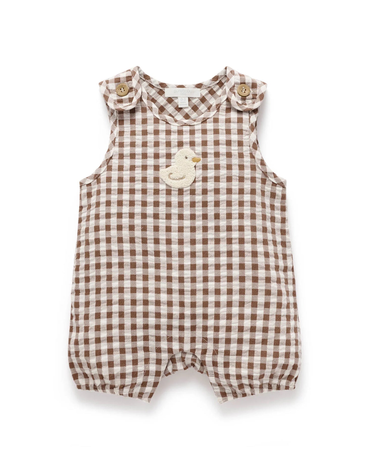 Ducky Gingham Romper - Milk Chocolate