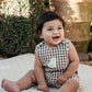 Ducky Gingham Romper - Milk Chocolate