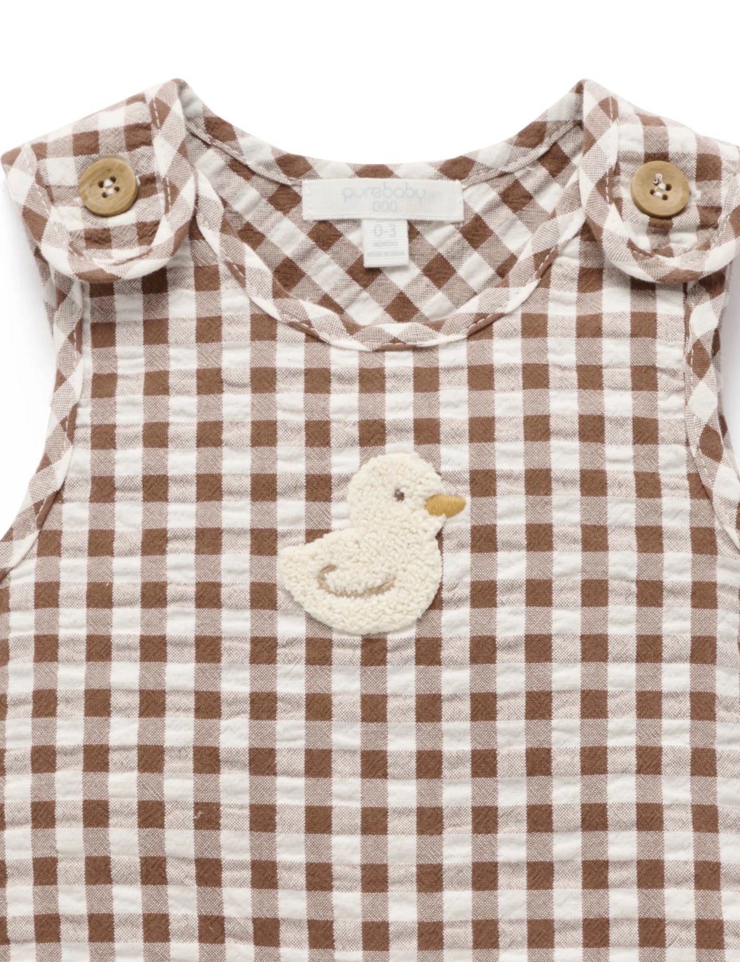 Ducky Gingham Romper - Milk Chocolate