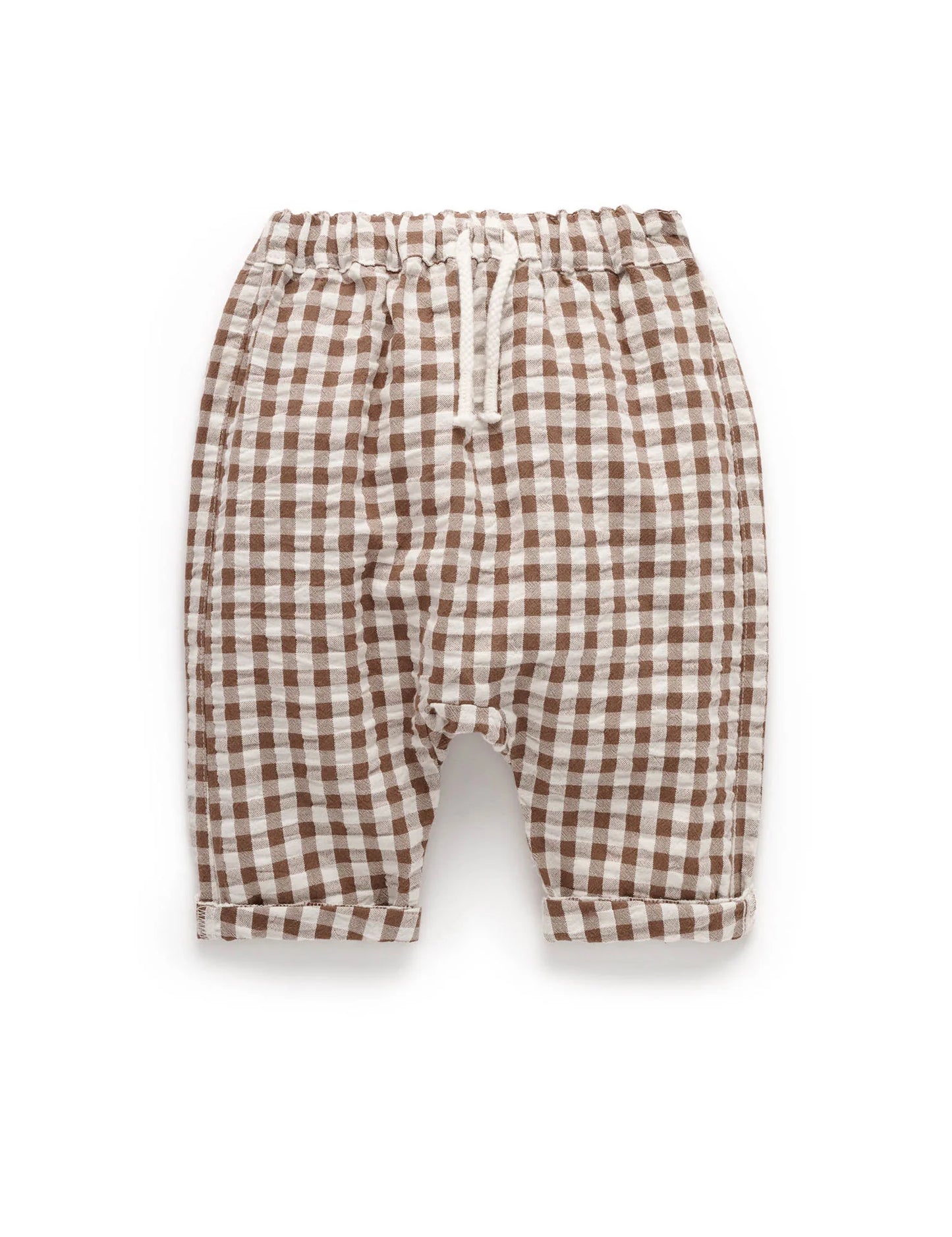 Gingham Slouchy Pants - Milk Chocolate