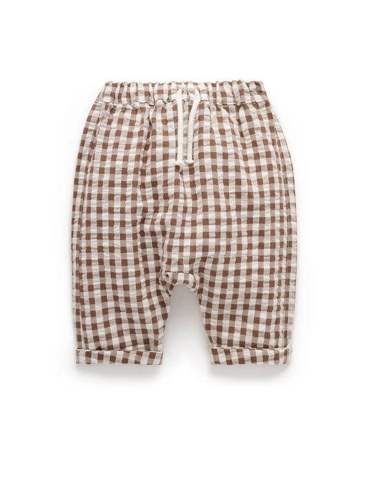 Gingham Slouchy Pants - Milk Chocolate