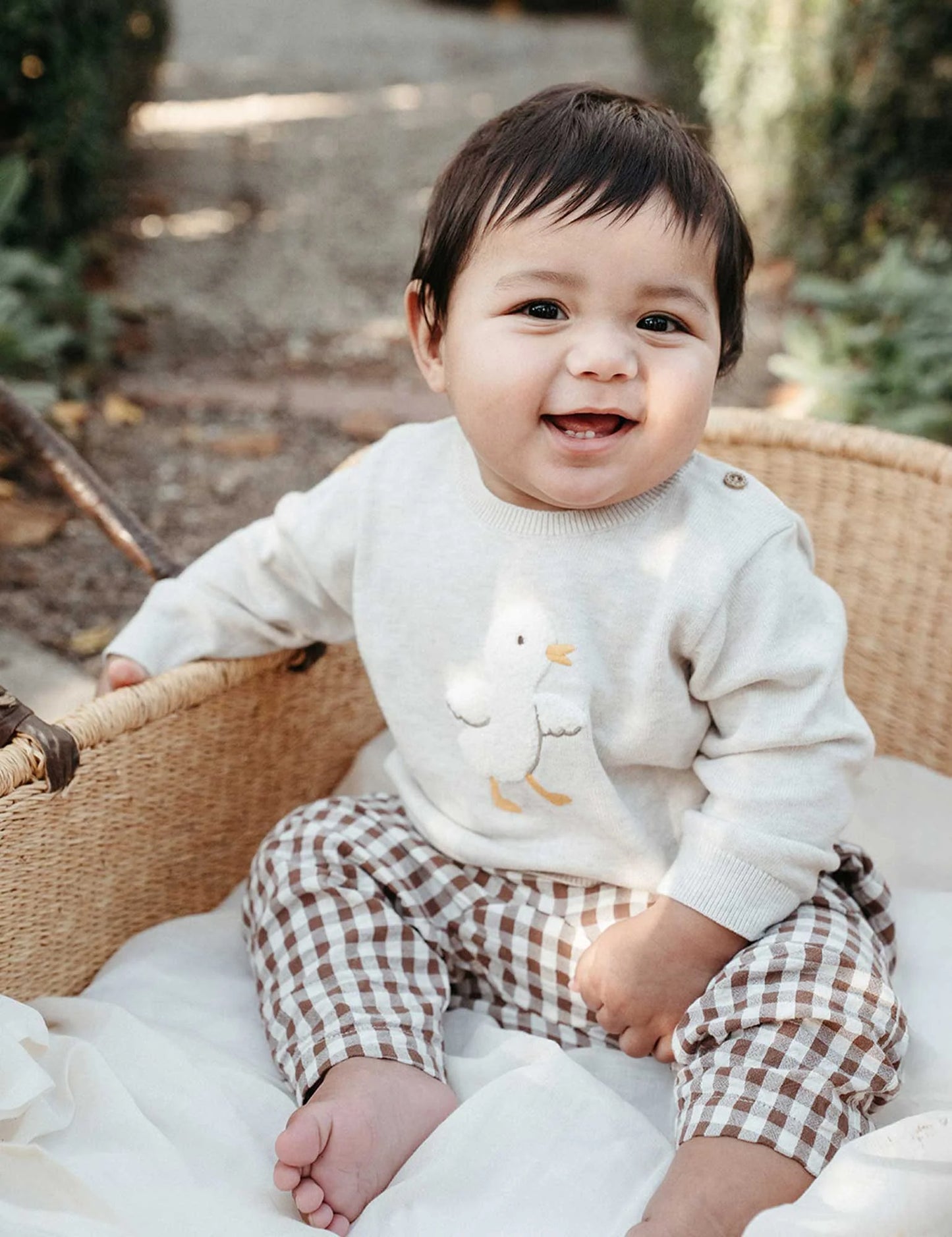 Gingham Slouchy Pants - Milk Chocolate