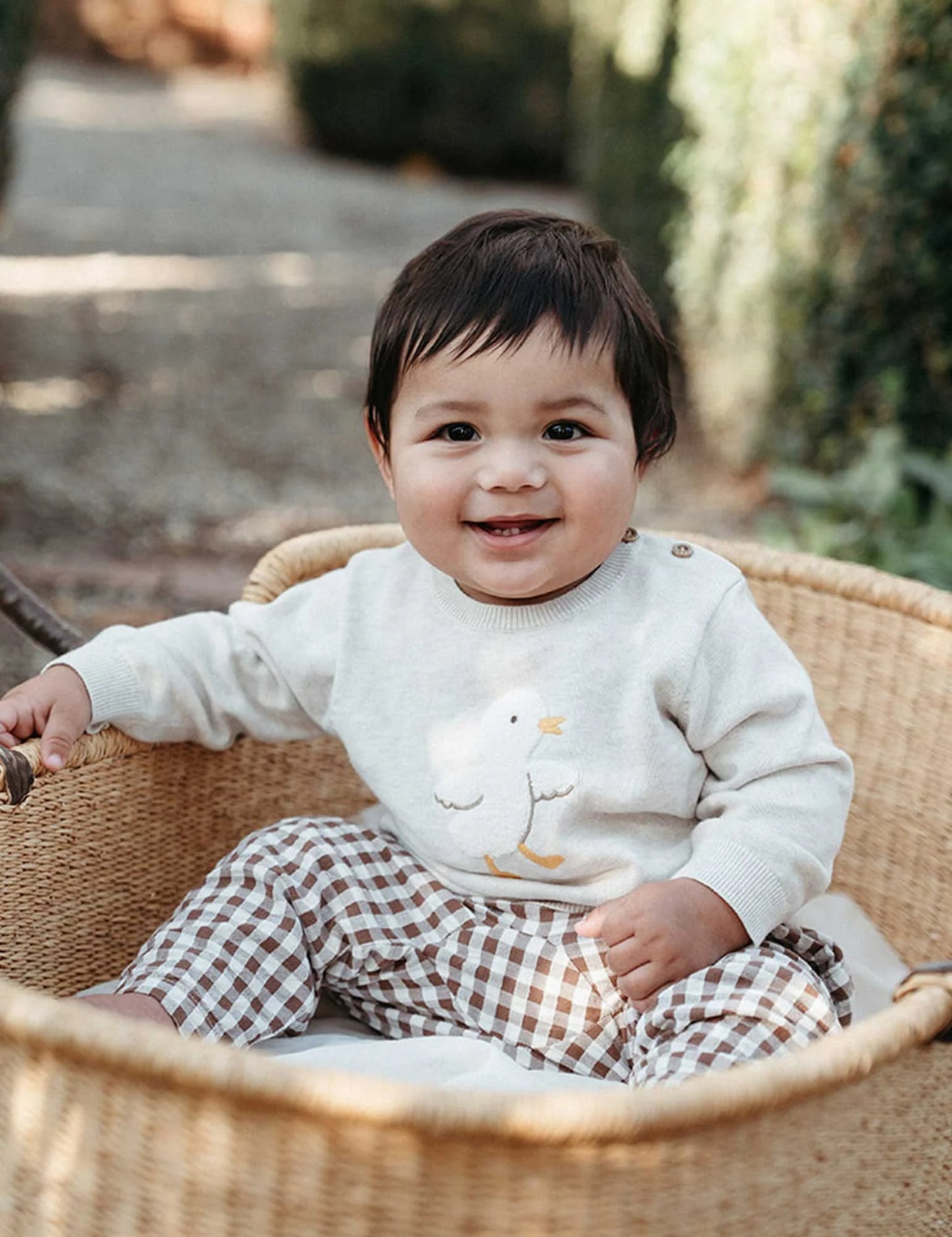Gingham Slouchy Pants - Milk Chocolate