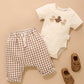 Gingham Slouchy Pants - Milk Chocolate