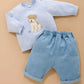 Puppy Embroidered Jumper - Sky