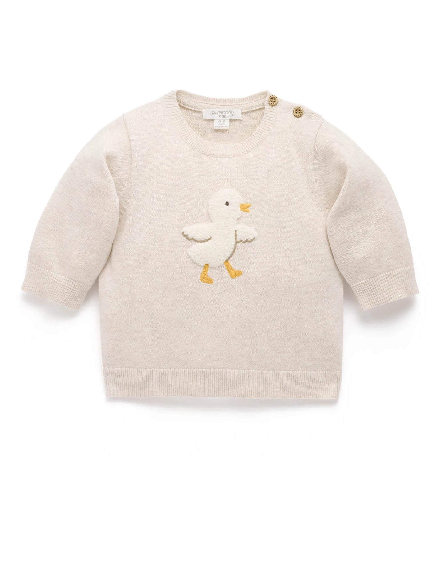 Ducky Embroidered Jumper - Wheat