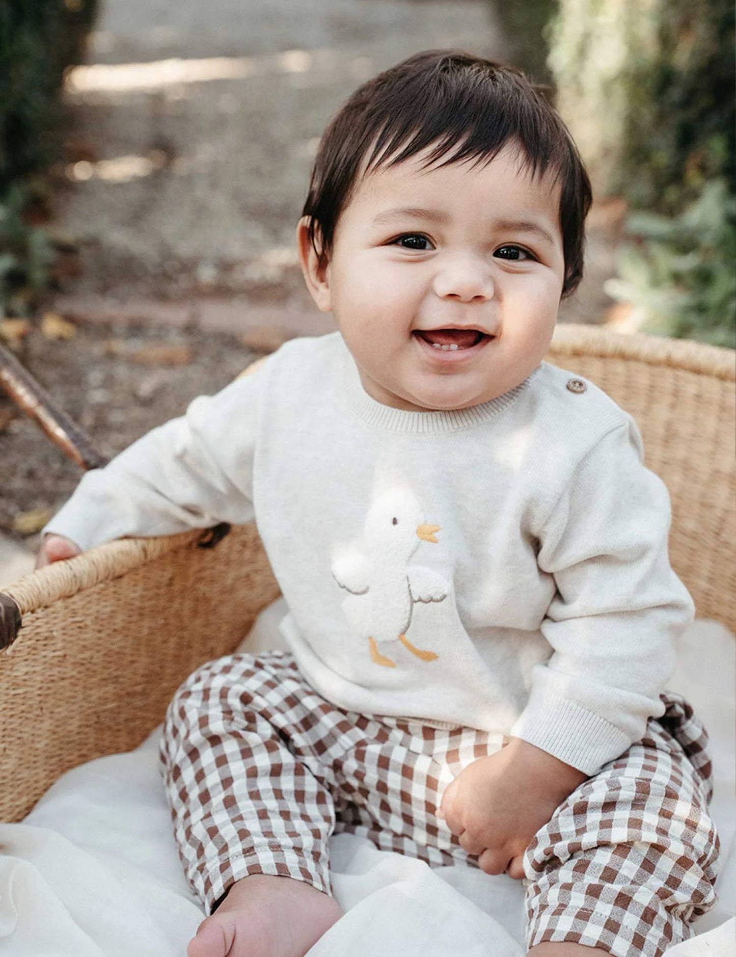 Ducky Embroidered Jumper - Wheat