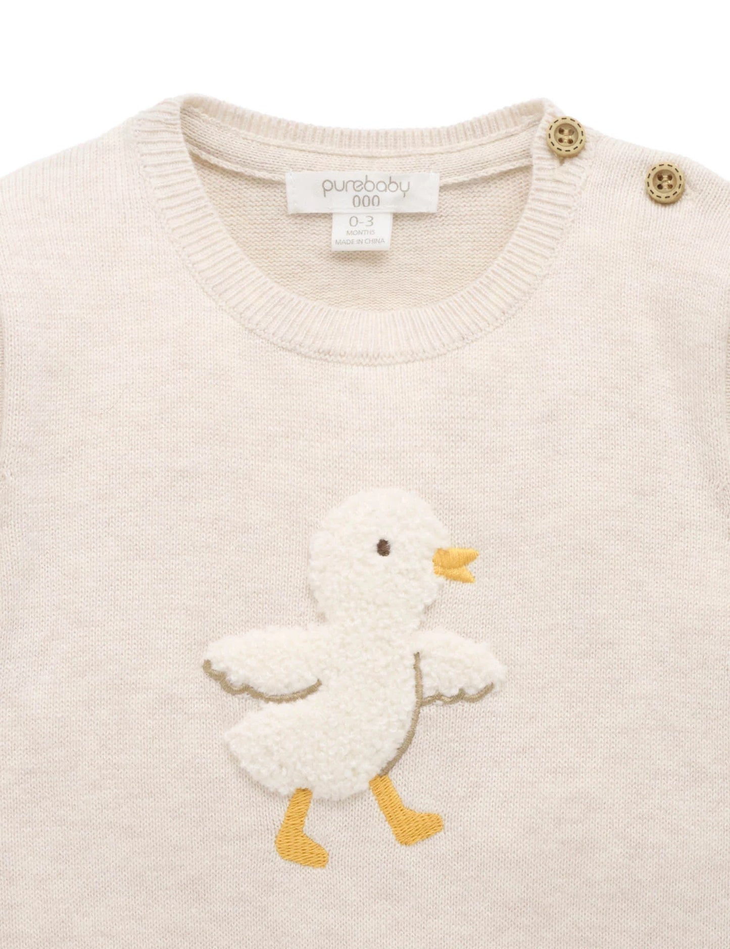 Ducky Embroidered Jumper - Wheat