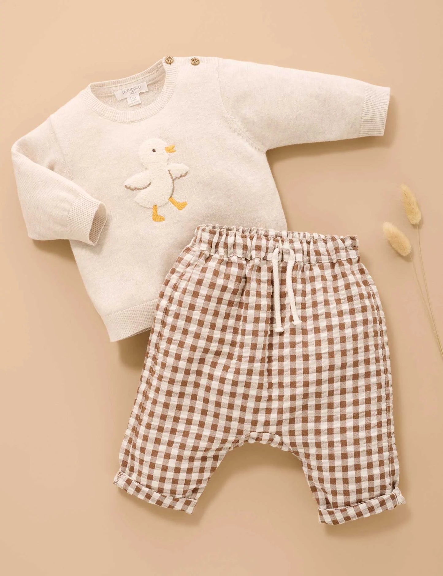 Ducky Embroidered Jumper - Wheat
