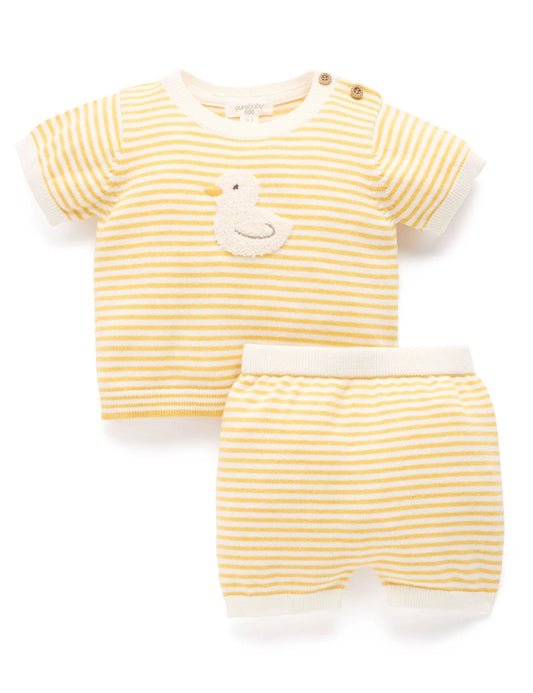 Knitted Goose Set - Lemon Stripe