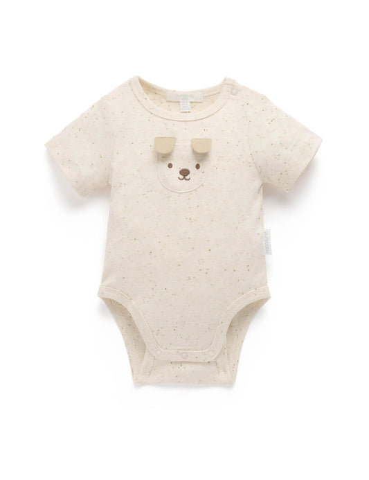 Puppy Applique Bodysuit - Wheat Neppy