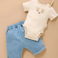 Puppy Applique Bodysuit - Wheat Neppy