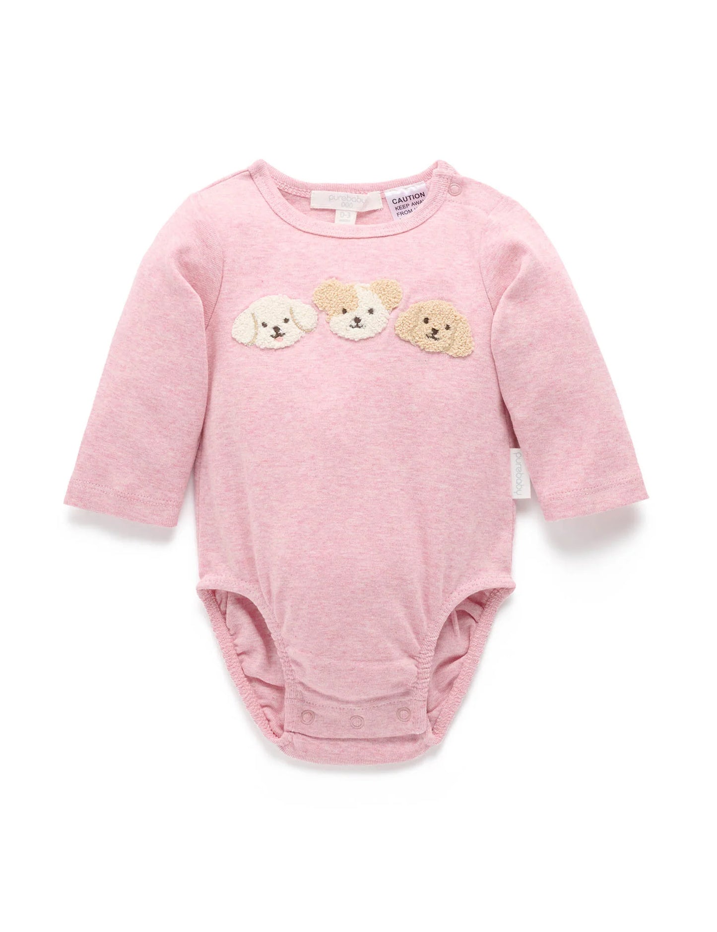 Puppy Applique Bodysuit - Petunia Melange