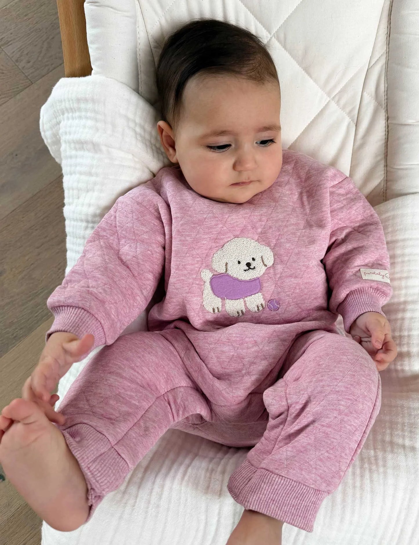 Puppy Quilted  Growsuit - Petunia Melange