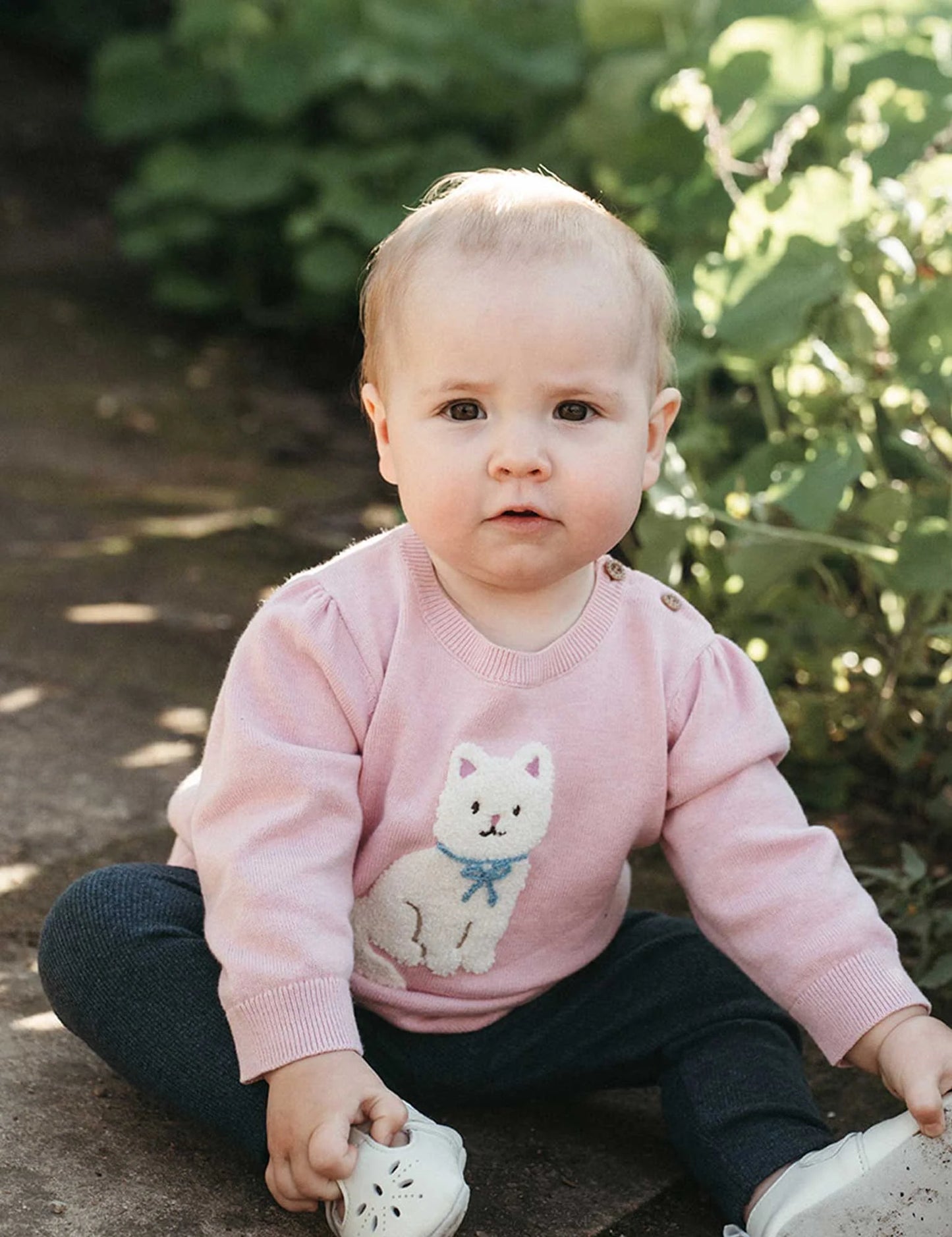 Kitten Embroidered Jumper - Petunia Melange