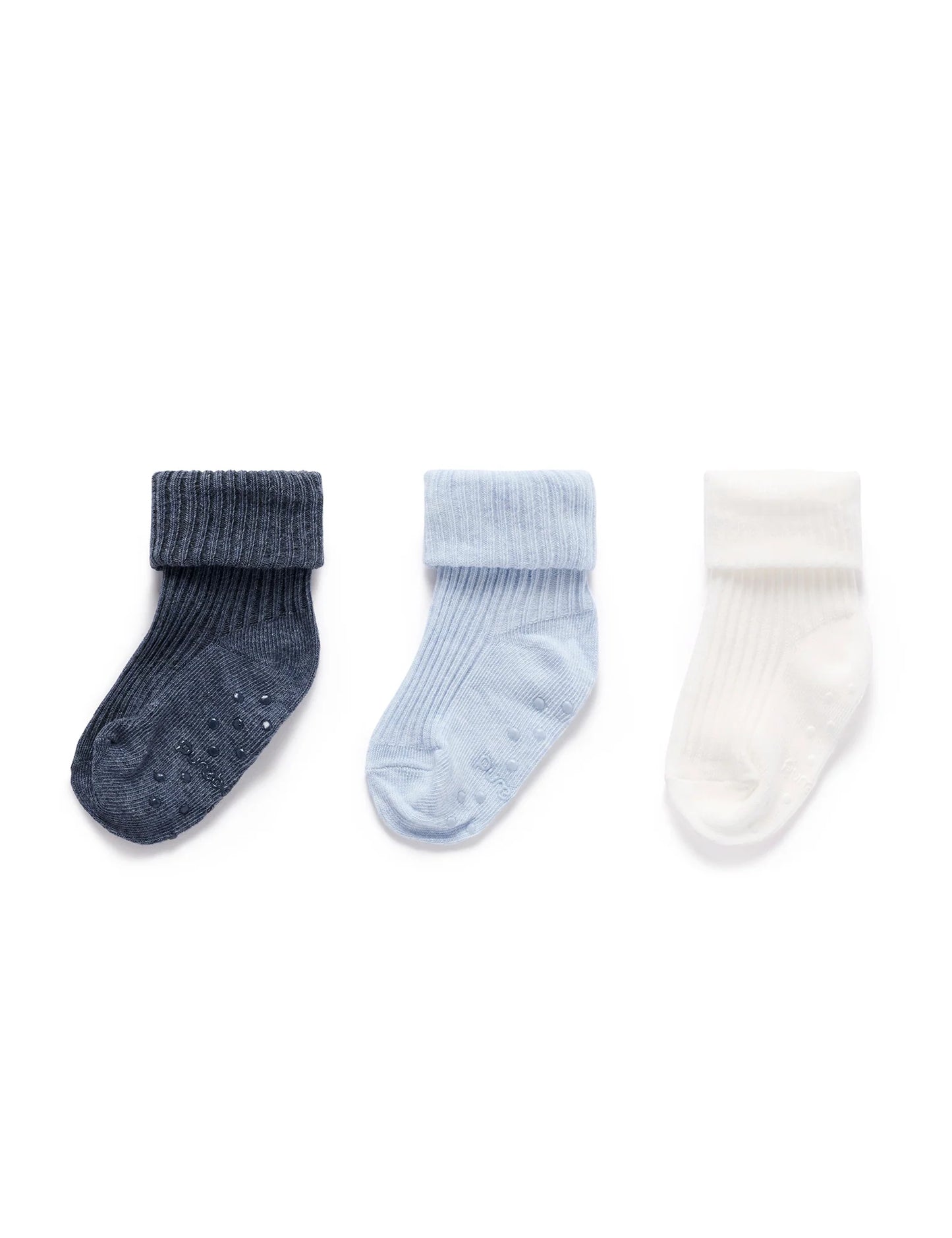 3 Pack Rib Socks - Blue