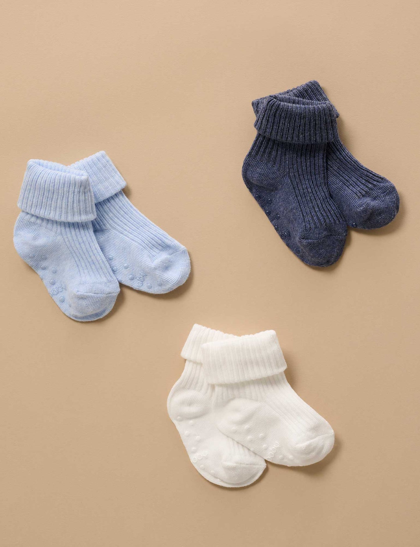 3 Pack Rib Socks - Blue