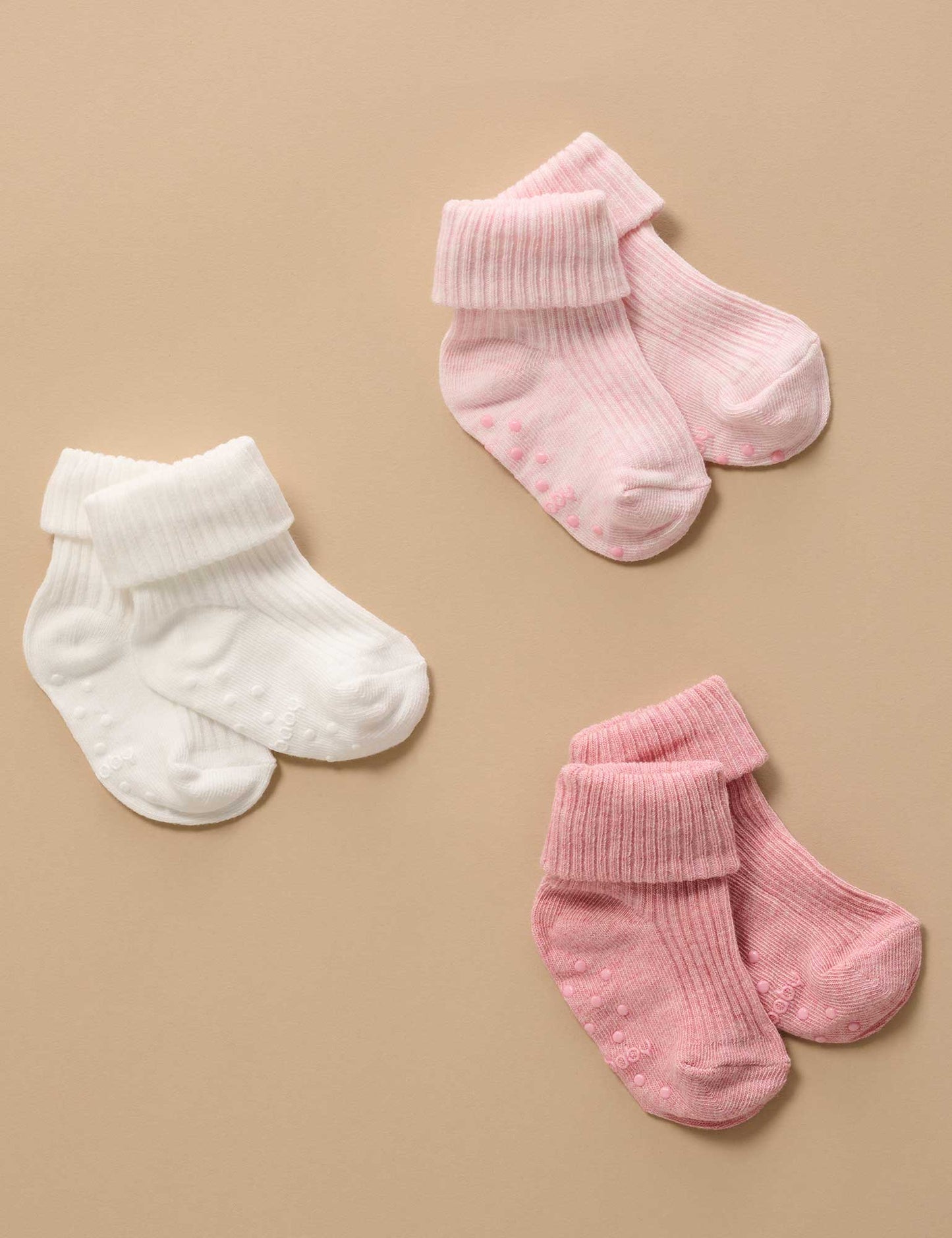 3 Pack Rib Socks - Pink