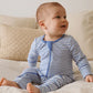 Purebaby Essential L/S Zip Growsuit - Blue Stripe
