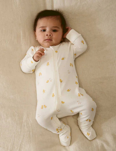 Purebaby Essential L/S Zip Growsuit - Little Ducky
