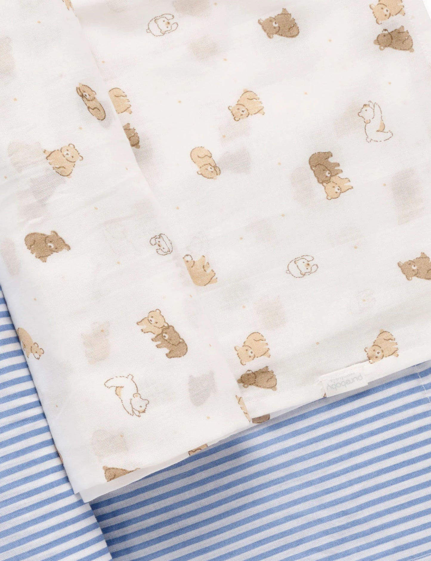 Purebaby Essential 2Pk Muslin Wrap - Little Bear