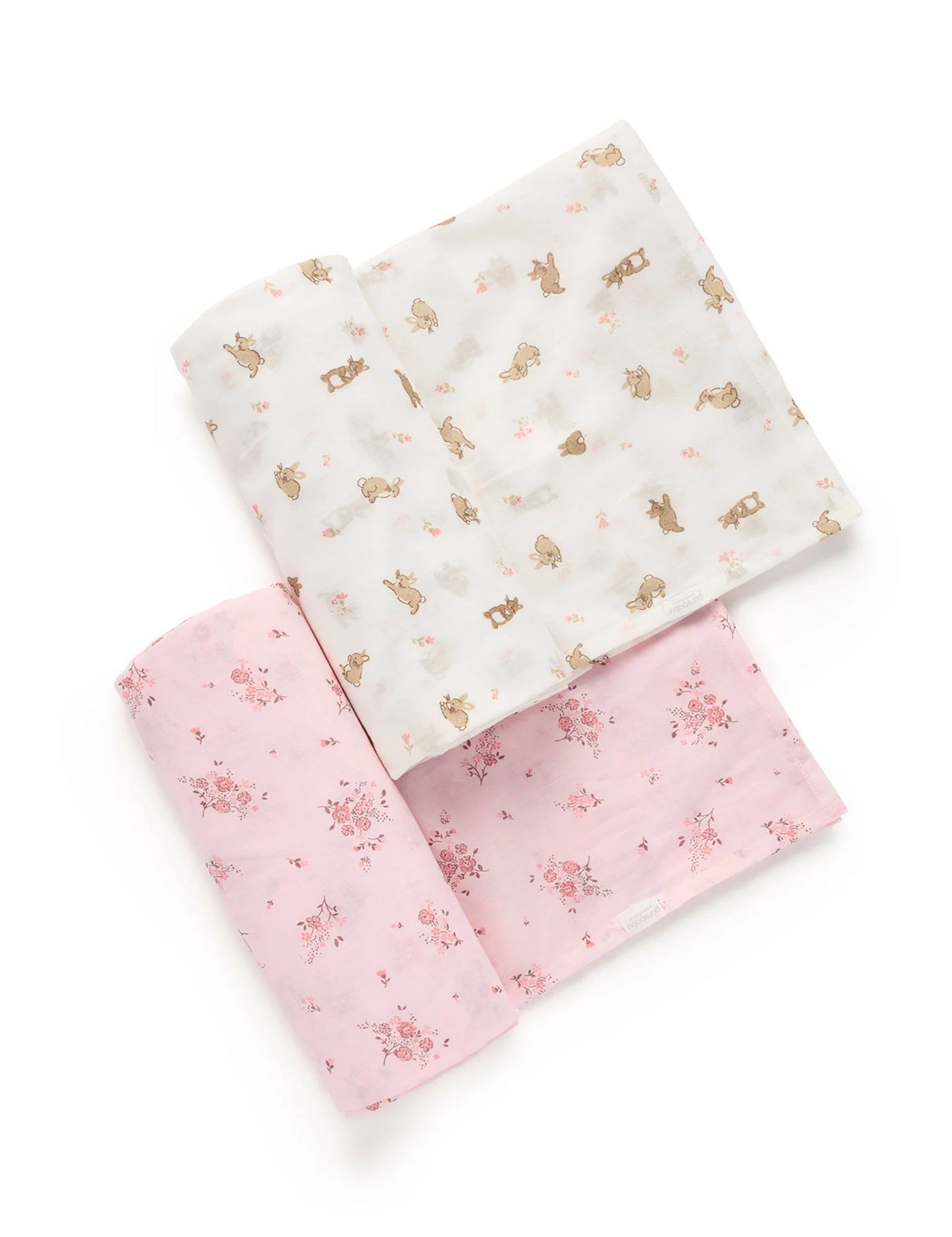 Purebaby Essential 2Pk Muslin Wrap - Little Bunny