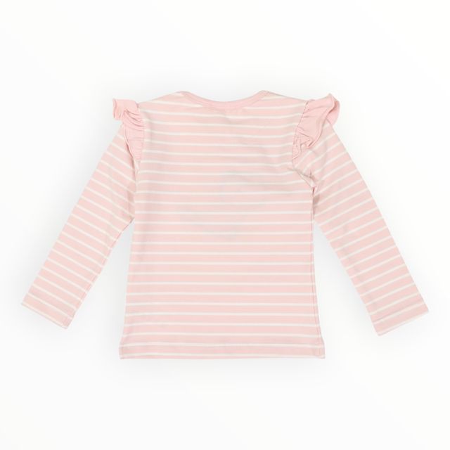 Frill Bird Striped Top - Pink