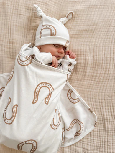 Swaddle & Beanie Set - Western Horse Shoe