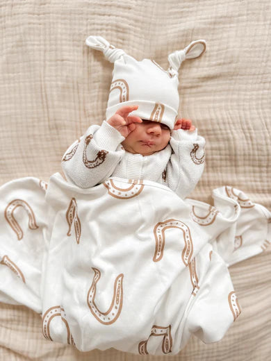 Swaddle & Beanie Set - Western Horse Shoe