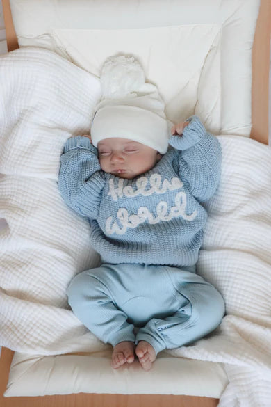 'Hello World' Chunky Knit Jumper - Blue