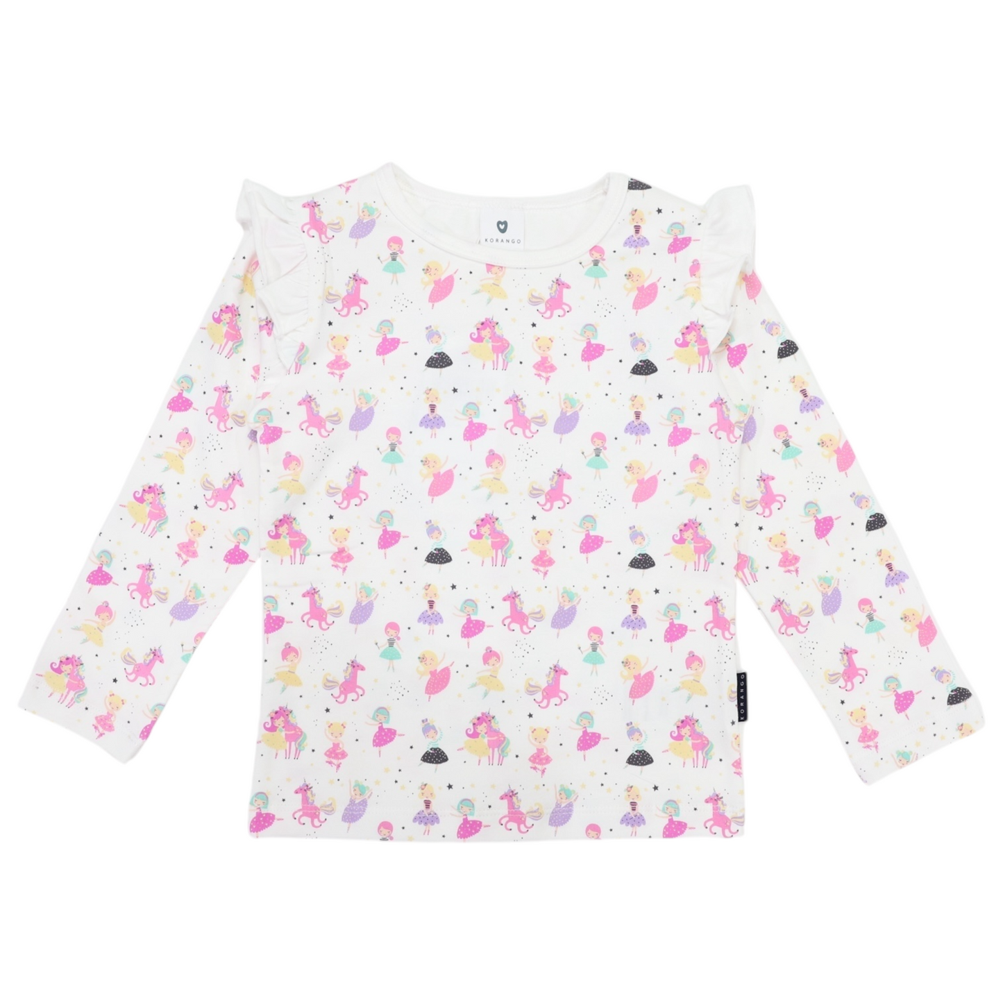 Dancing Unicorn Frill Print Tee - Cream