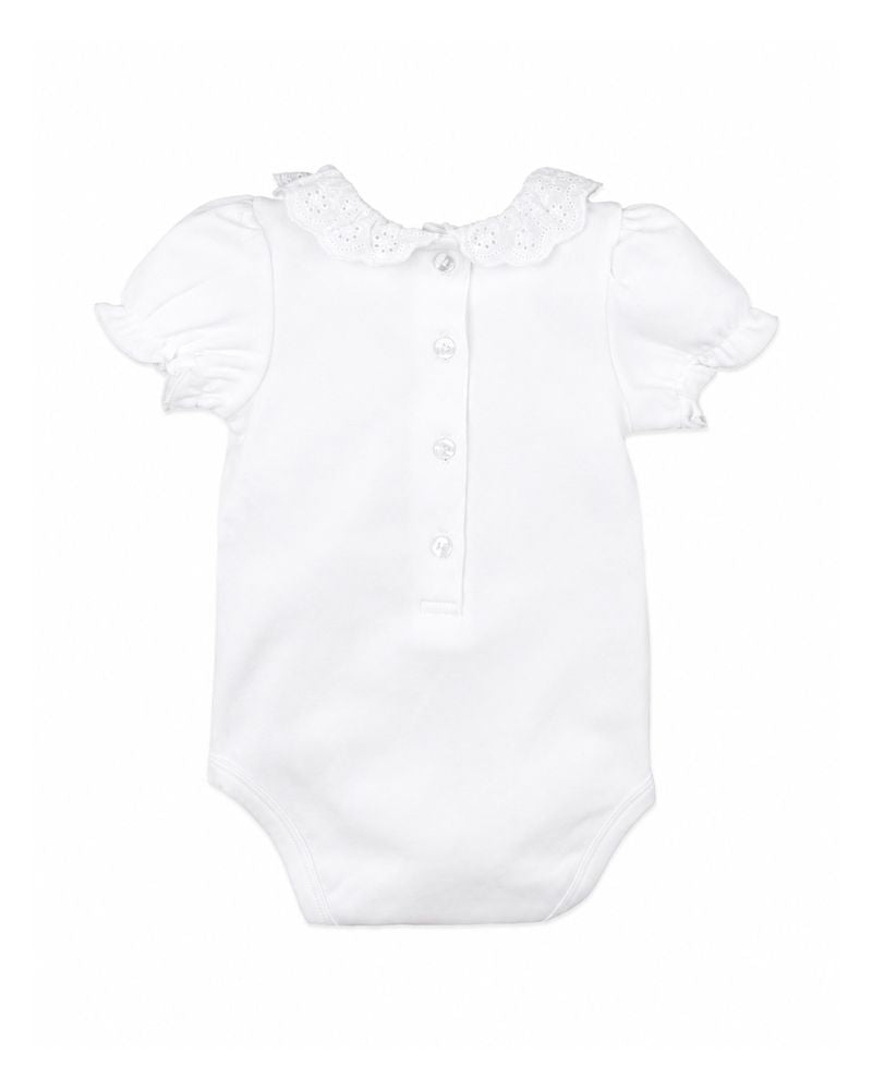 Girls Lace Collar S/S Bodysuit- Cloud