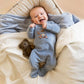 Alvin Velour Zip Onesie - Dusky Blue