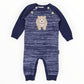Bear Fleck Knit Romper - Blue