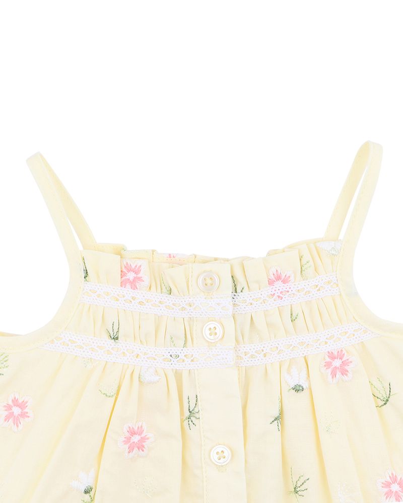 Pia All Over Embroidery Dress - Lemon