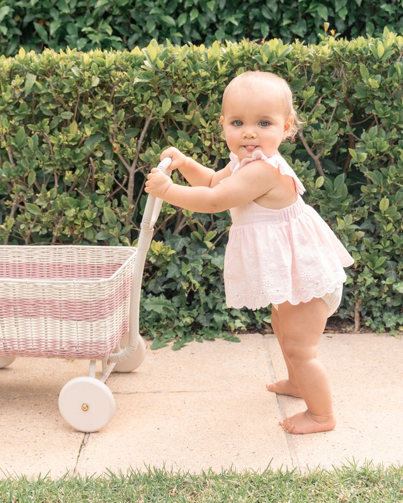 Chelsea Broderie Overlay Bodysuit - Pink