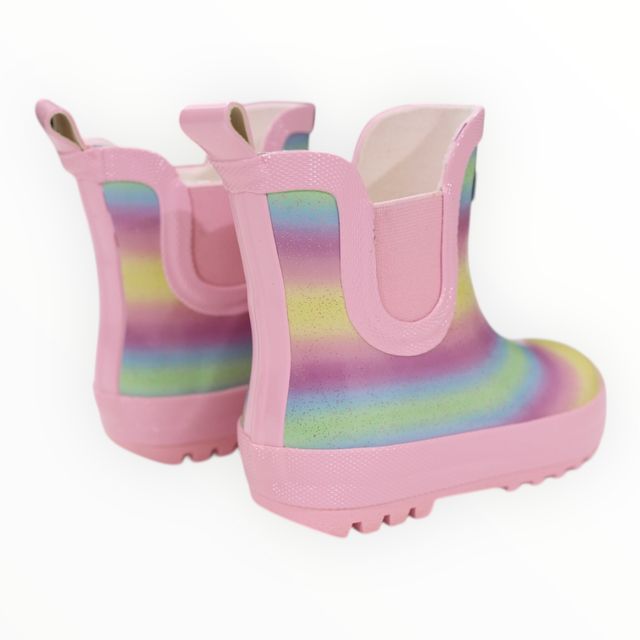 Glitter Rainbow Short Gumboot - Pink