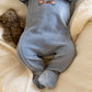 Alvin Velour Zip Onesie - Dusky Blue