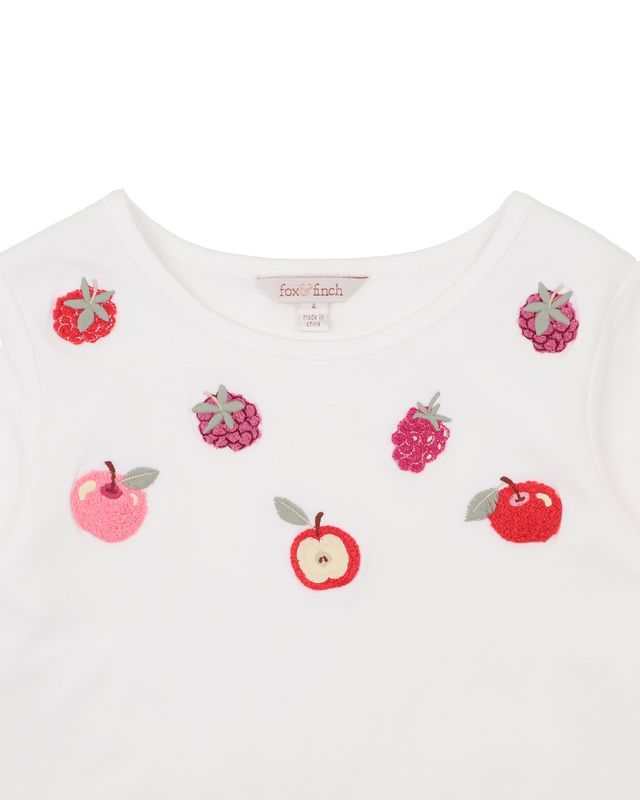 Orchard Bloom Emb. L/S Fruit Tee - Cloud